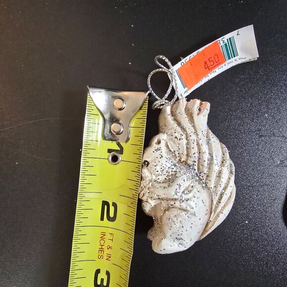 Squirrel Ornament White Glitter Christmas Holiday Winter Midwest of Canon Falls - Picture 7 of 8